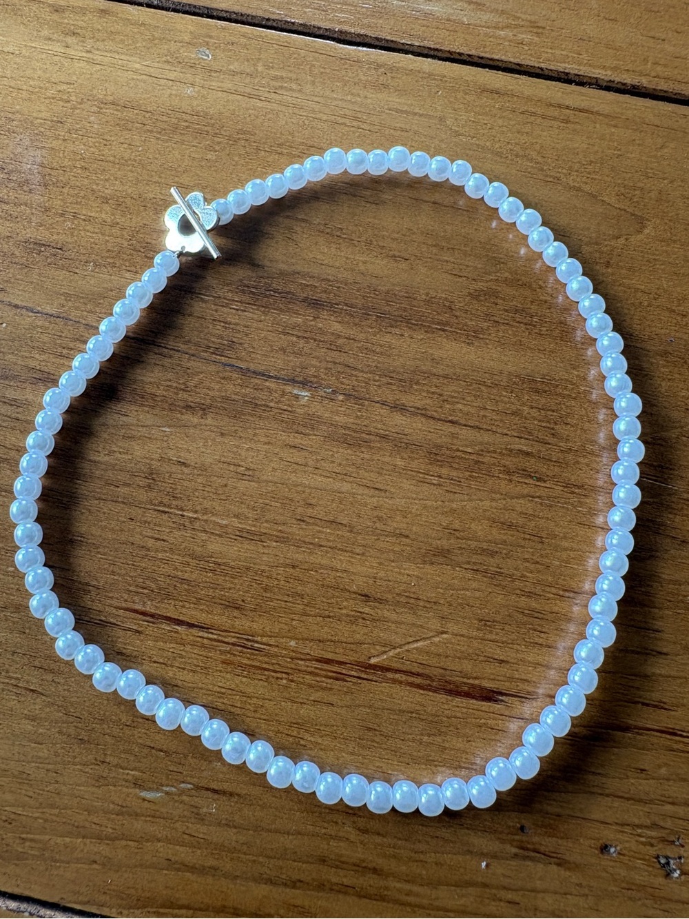 Minimalist Opalite Style Beaded Choker Necklace – Ethereal Y2K Glass Beads – 14”